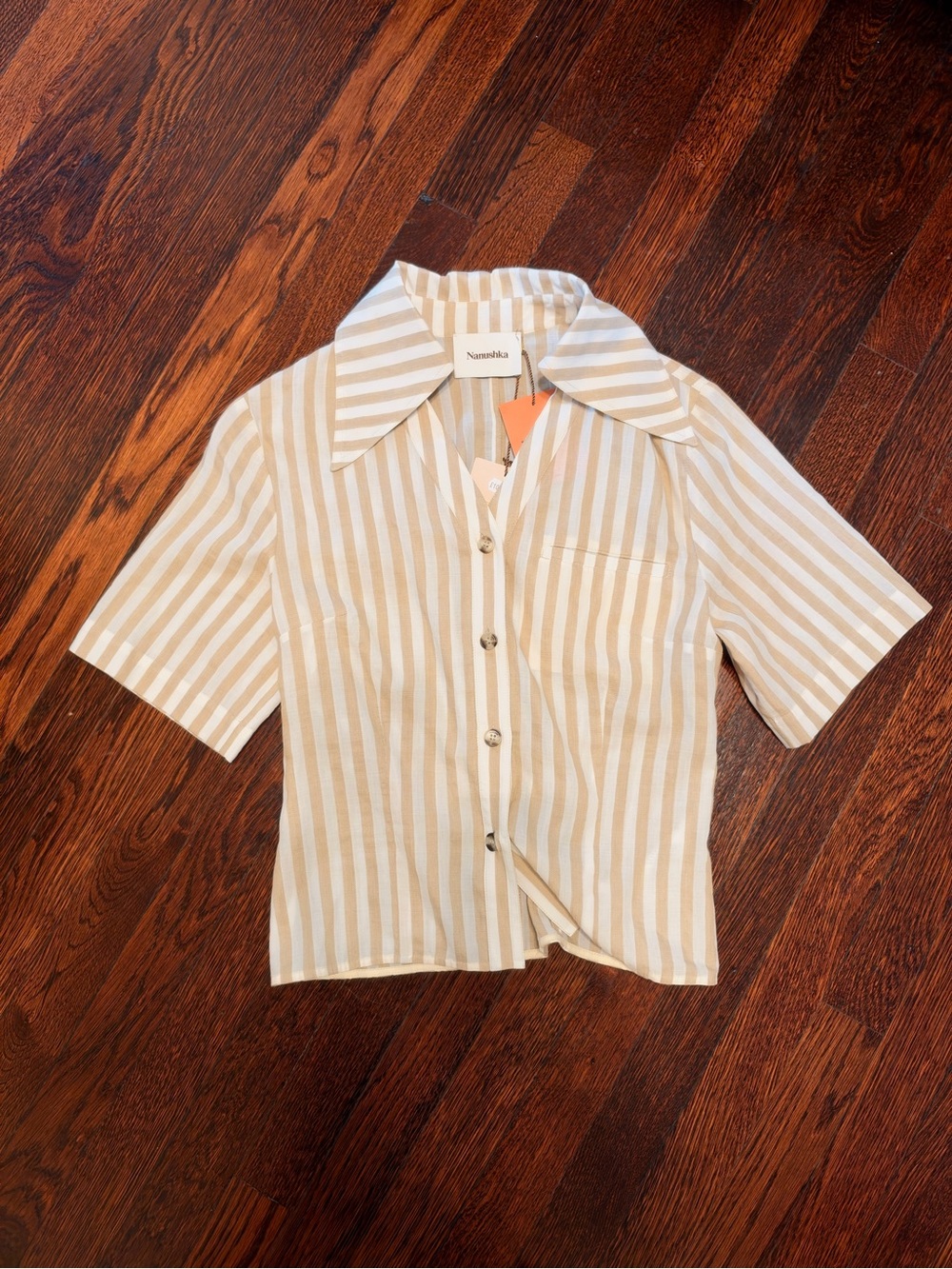 Nanushka upcycled linen stripe shirt